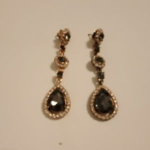 Smoky quartz Rhinestone Chandelier Earrings